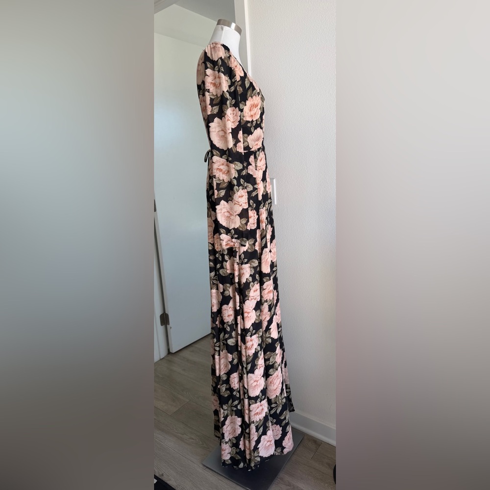 Reformation Black Maxi Dress with Pink Floral Print - Picture 2 of 11